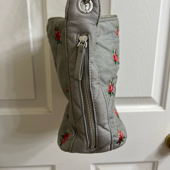 Vera Bradley Carson Hobo Bag in Denim Gray Floral Design, Red And Pink Flowers - Picture 5 of 8